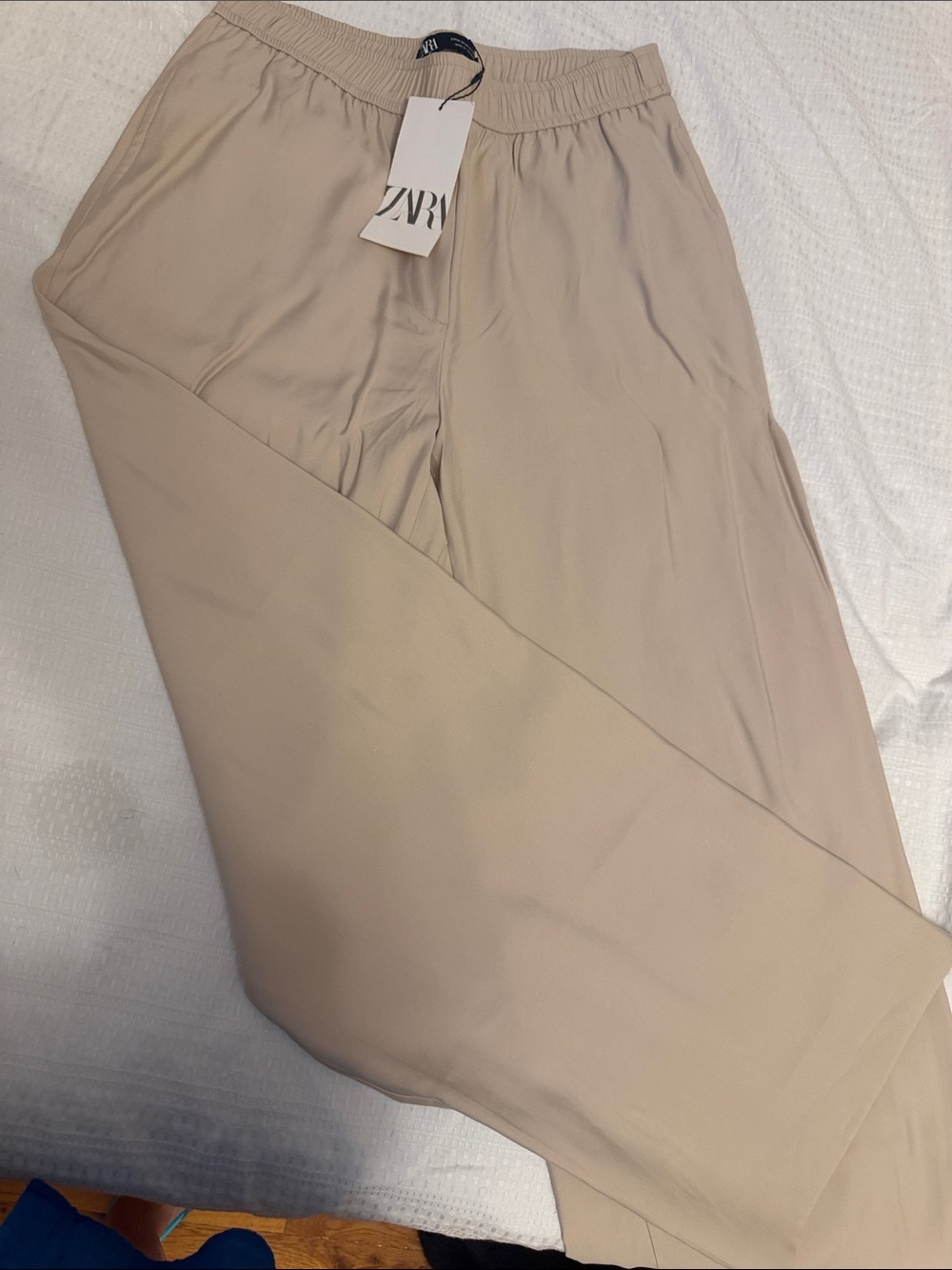 Zara Beige Elastic-Waist Chinos